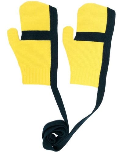 Homme Plissé Issey Miyake Two-tone Ribbed Gloves - Yellow