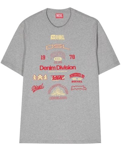 DIESEL T-just-n14 Logo-print T-shirt - Grey