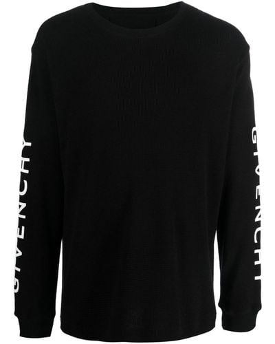 Givenchy T-shirt manches longues en coton à imprimé logo - Noir