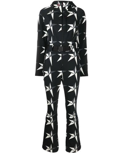 Perfect Moment Star Print Hooded Jumpsuit - Black