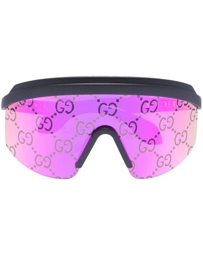 Gucci Sonnenbrille mit breitem Gestell - Pink