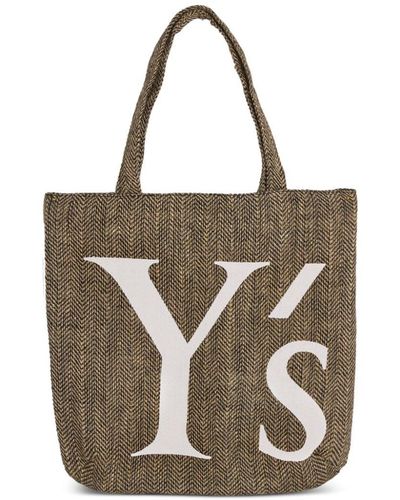 Y's Yohji Yamamoto Logo-print Jute Tote Bag - Natural