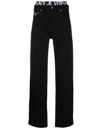 Versace Straight-Leg-Jeans mit Logo-Bund - Schwarz