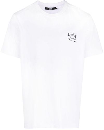 Karl Lagerfeld Ikonik 2.0 T-Shirt mit Logo-Stickerei - Weiß