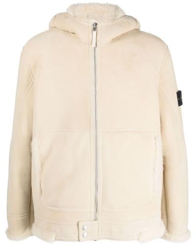 Stone Island Suede Leather Jacket - Natural
