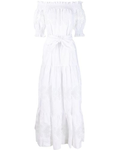 P.A.R.O.S.H. Robe en coton à épaule dénudées - Blanc