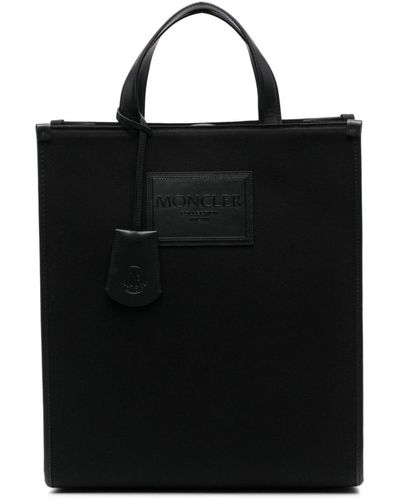 Moncler Logo-appliqué Cotton Tote Bag - Black