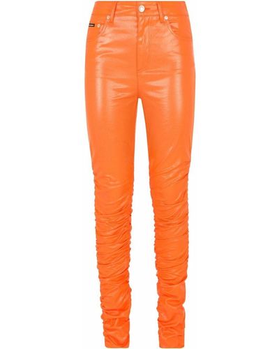 Dolce & Gabbana Coated Cotton Pants - Orange