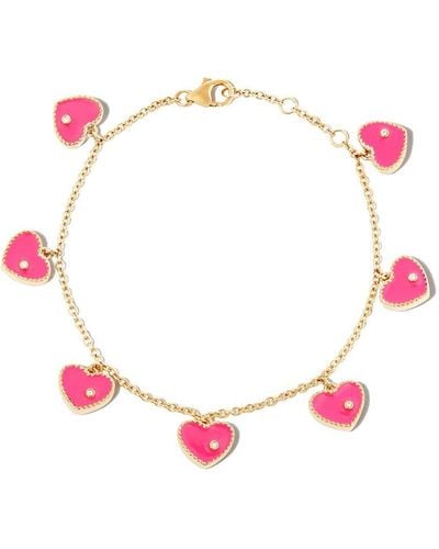 Yvonne Léon 9kt Yellow Gold Enamel And Diamond Bracelet - Pink