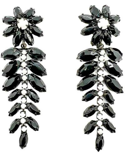 JENNIFER GIBSON JEWELLERY Vintage Hattie Carnegie Monochrome Floral Drop Earrings 1960s - White