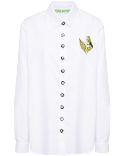 Chopova Lowena Camisa con botones y apliques florales - Blanco