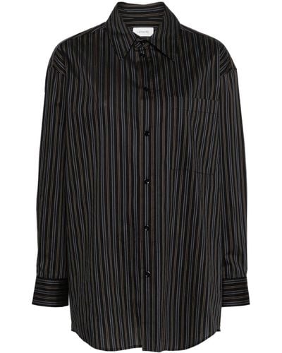 Lemaire Striped Button-up Shirt - Black