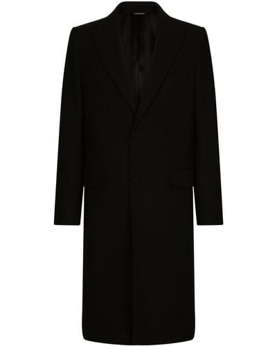 Dolce & Gabbana Single-breasted Wool Coat - Black