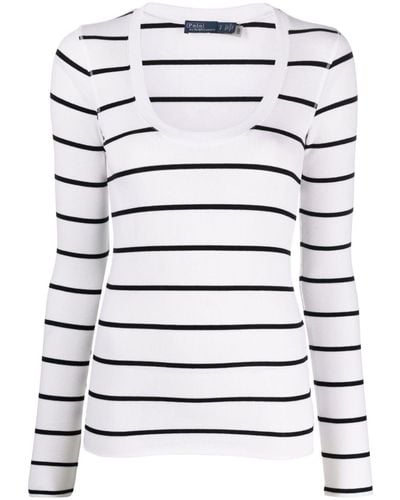 Polo Ralph Lauren Striped Long-sleeve Sweatshirt - White