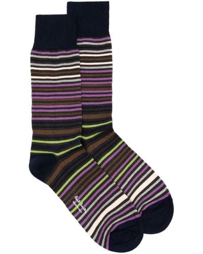 Paul Smith Striped Mid-calf Socks - Black