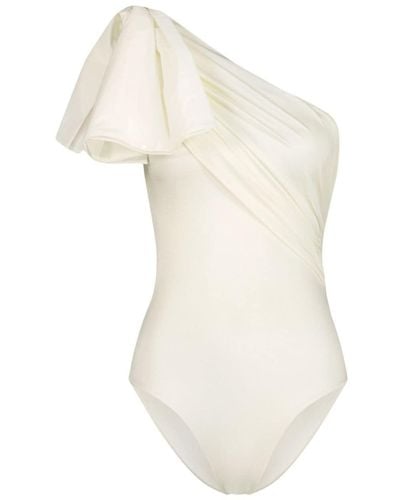 Giambattista Valli Asymmetrische Badeanzug mit Schleife - Weiß