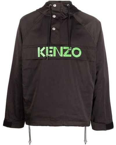 KENZO フーデッド サテンジャケット - ブラック
