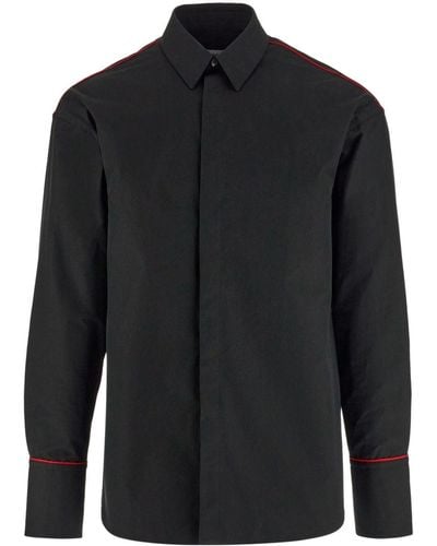 Ferragamo Chemise en coton à détails rayés - Noir