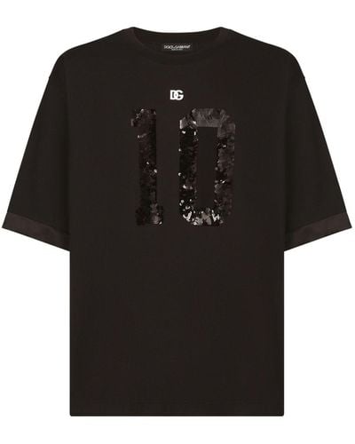 Dolce & Gabbana T-shirt Verfraaid Met Logo - Zwart
