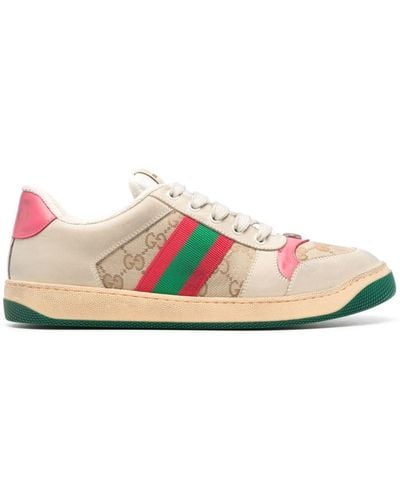 Gucci Screener Distressed Trainers - Brown