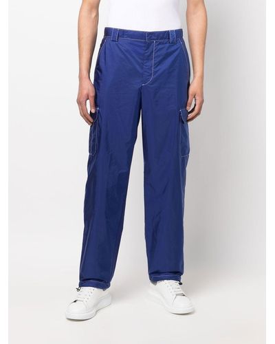 Prada Pantalones rectos con placa triangular - Azul