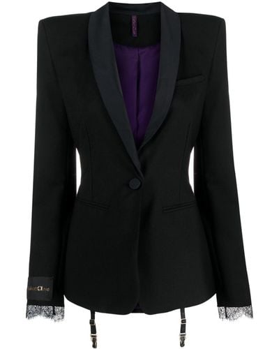 Maison Close Satin-trim tailored blazer - Nero
