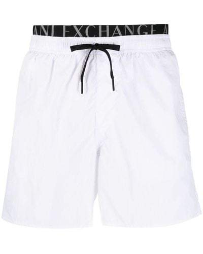 Armani Exchange Logo-tape Swim Shorts - Blue