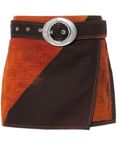 Louisa Ballou Wrap-design Denim Skirt - Red