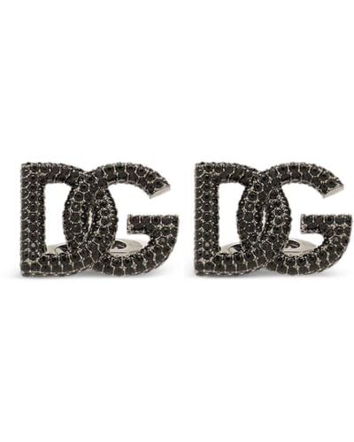 Dolce & Gabbana Gemelos con placa del logo y cristales - Negro
