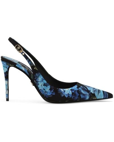 Dolce & Gabbana Slingback Pumps Met Bloemenprint - Blauw