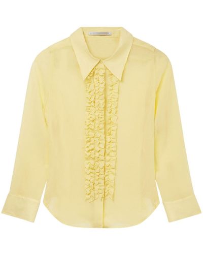 Stella McCartney Seidenhemd mit Rüschendetail - Gelb