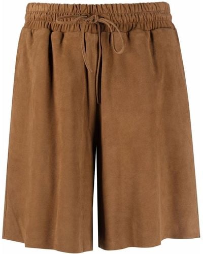 P.A.R.O.S.H. Elasticated Waistband Suede Shorts - Brown
