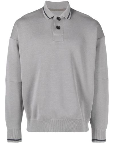 Sacai Long-sleeve Polo Shirt - Gray