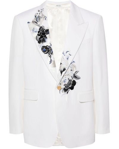 Alexander McQueen Blazer con bordado floral - Blanco