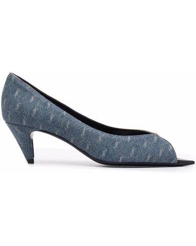 Saint Laurent Monogram-pattern Open-toe Sandals - Blue