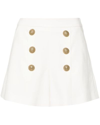 Balmain Krepp-Shorts mit Münzknöpfen - Weiß