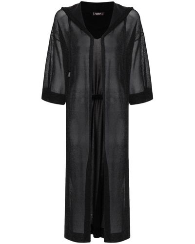 Peserico Hooded Semi-sheer Cardi-coat - Black