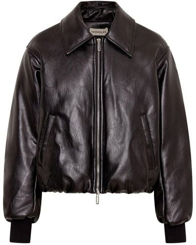 Nicholas Frida Faux-leather Bomber Jacket - Black