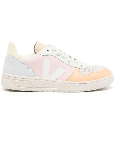 Veja V-10 Low-top Leather Sneakers - Pink