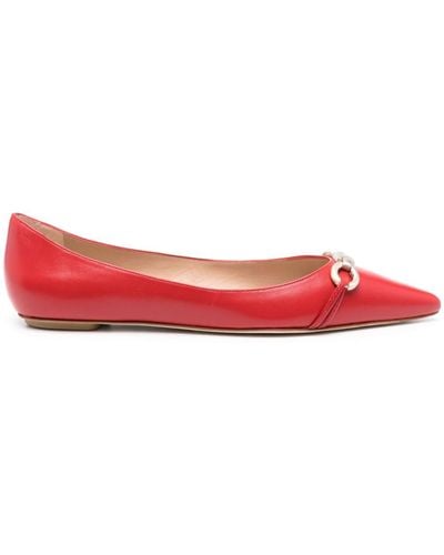Stuart Weitzman Emilia Embellished Ballet Court Shoes - Red