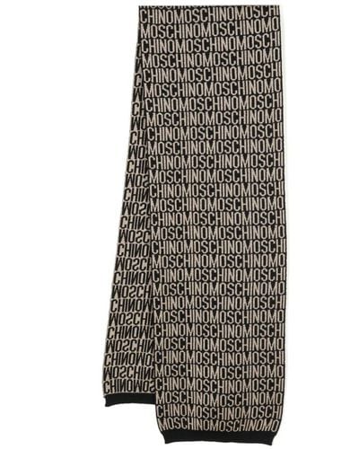 Moschino ロゴ ウールスカーフ - ブラック