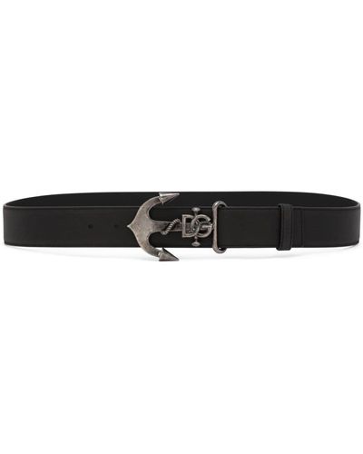 Dolce & Gabbana Logo-plaque Leather Belt - Black