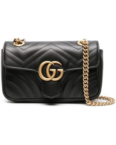 Gucci Mini Gg Marmont 2.0 レザーショルダーバッグ - ブラック