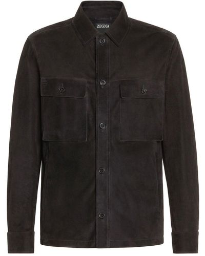 Zegna スエードシャツ - ブラック