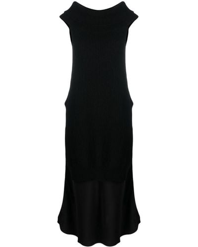 Semicouture Off-shoulder Wool Blend Maxi Dress - Black