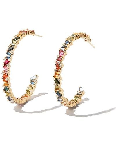 Suzanne Kalan 18kt Yellow Gold Sapphire Hoop Earrings - Metallic
