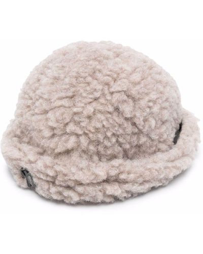 Nanushka Shearling-Mütze mit schmaler Krempe - Natur