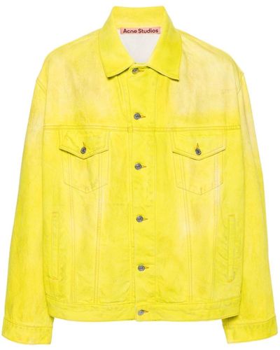 Acne Studios Distressed Denim Jacket - Yellow