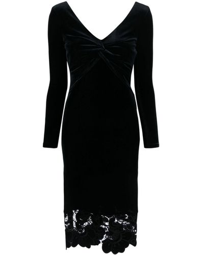 Nissa Lace-detailing V-neck Dress - Black