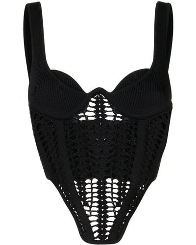 Dion Lee Crochet Knitted Corset Top - Black